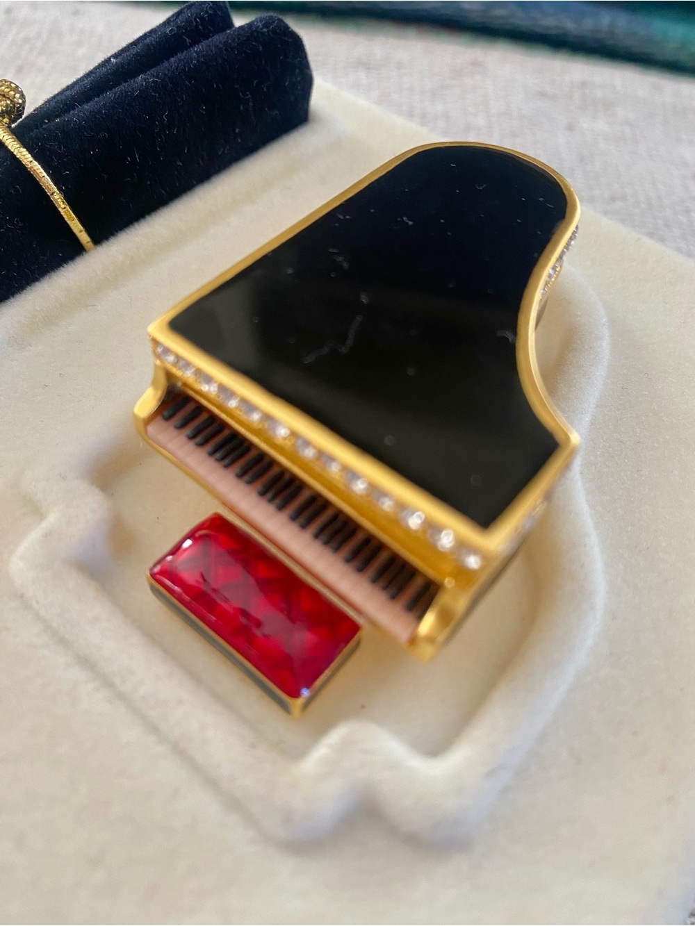 Vtg Estee Lauder BABY GRAND PIANO W/ BENCH Solid Perfume Compact, Box Bag NEW